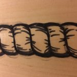 Drawing on Wood for Noose Woodcut