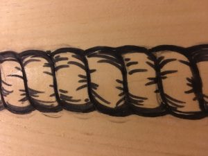 Drawing on Wood for Noose Woodcut